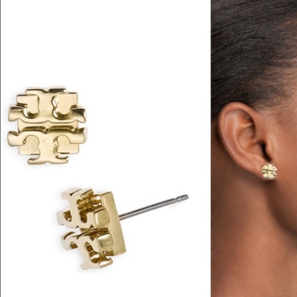 Tory Burch T Logo Stud Earrings Gold